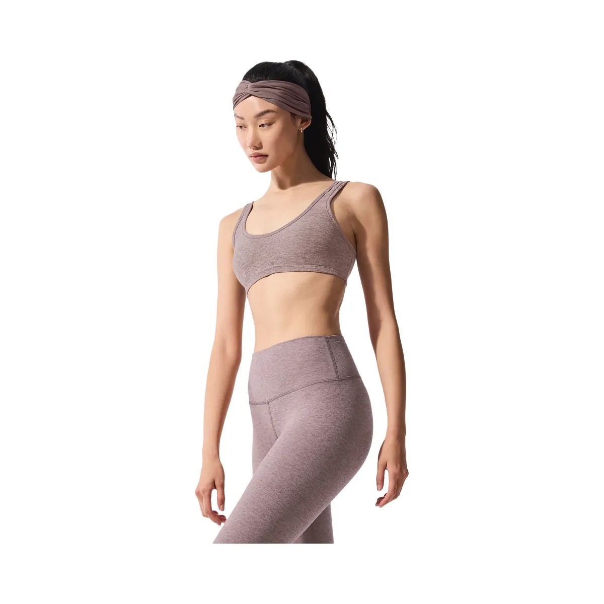 Alo Women's Alosoft Center Stage Bra - Dark Pink Quartz Heather - HypeFly India View 3