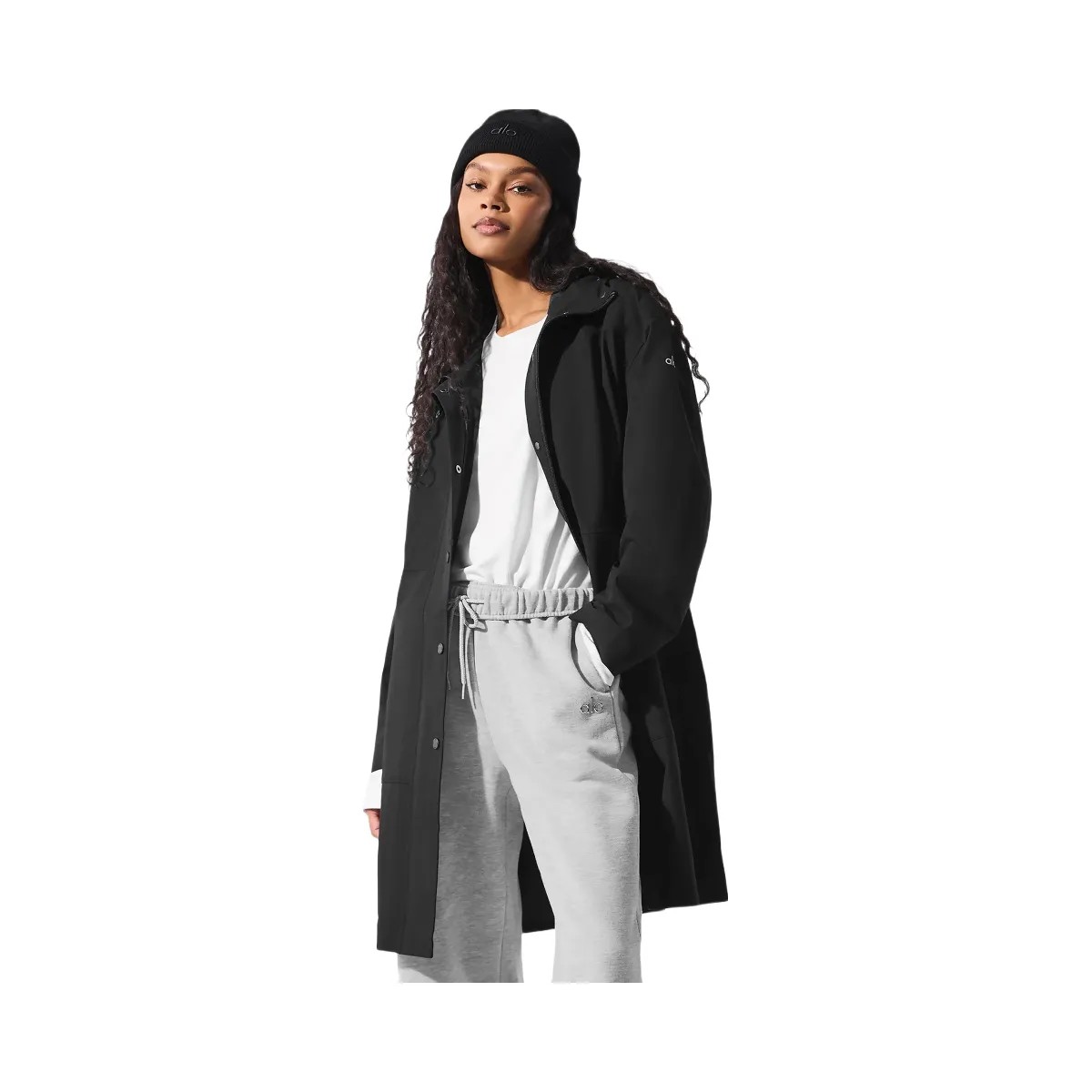 Alo Women's Rain Or Shine Long Coat - Black - HypeFly India View 6