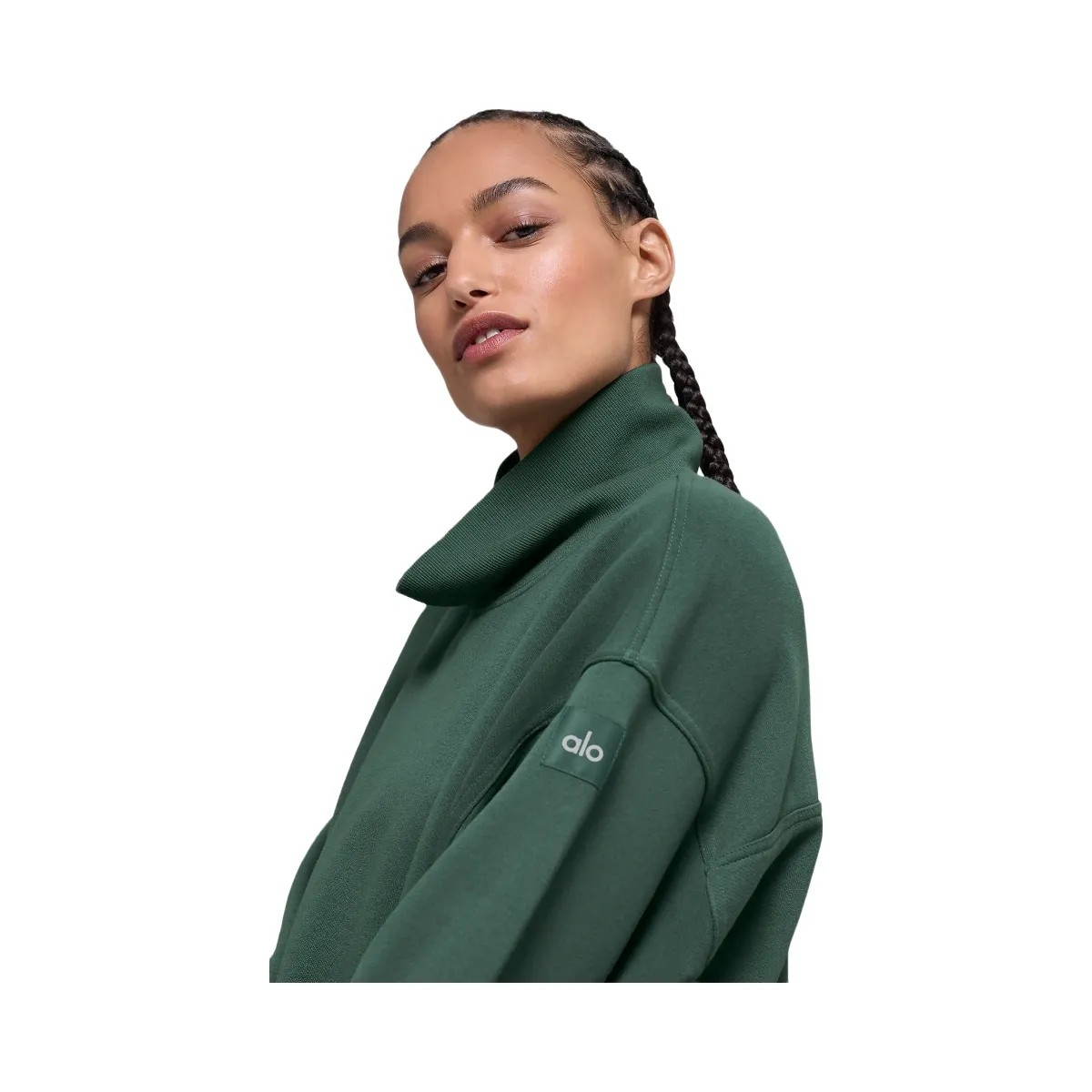 Alo Women's Hazy Mock Neck Pullover - Clover Green - HypeFly India View 2
