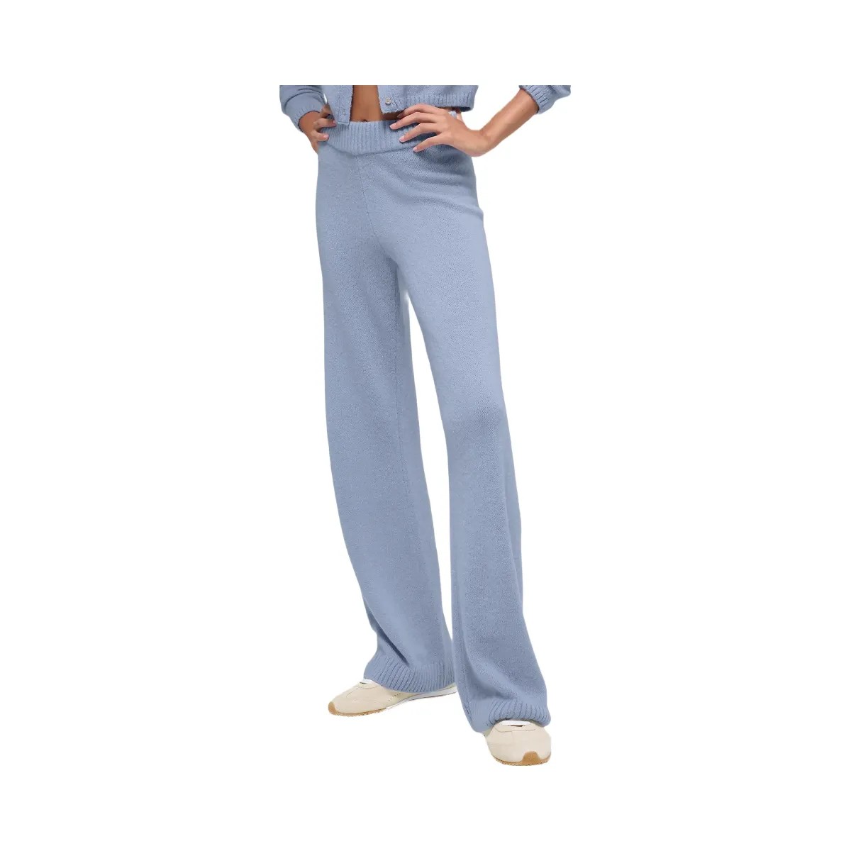 Alo Women's Wool Cashmere High-Waist New Class Wide Leg Pant - Winter Frost - HypeFly India View 1
