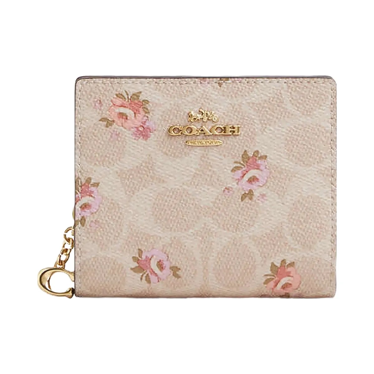 Coach Snap Wallet In Signature Canvas With Floral Print Gold-Sand Multi - HypeFly India View 4