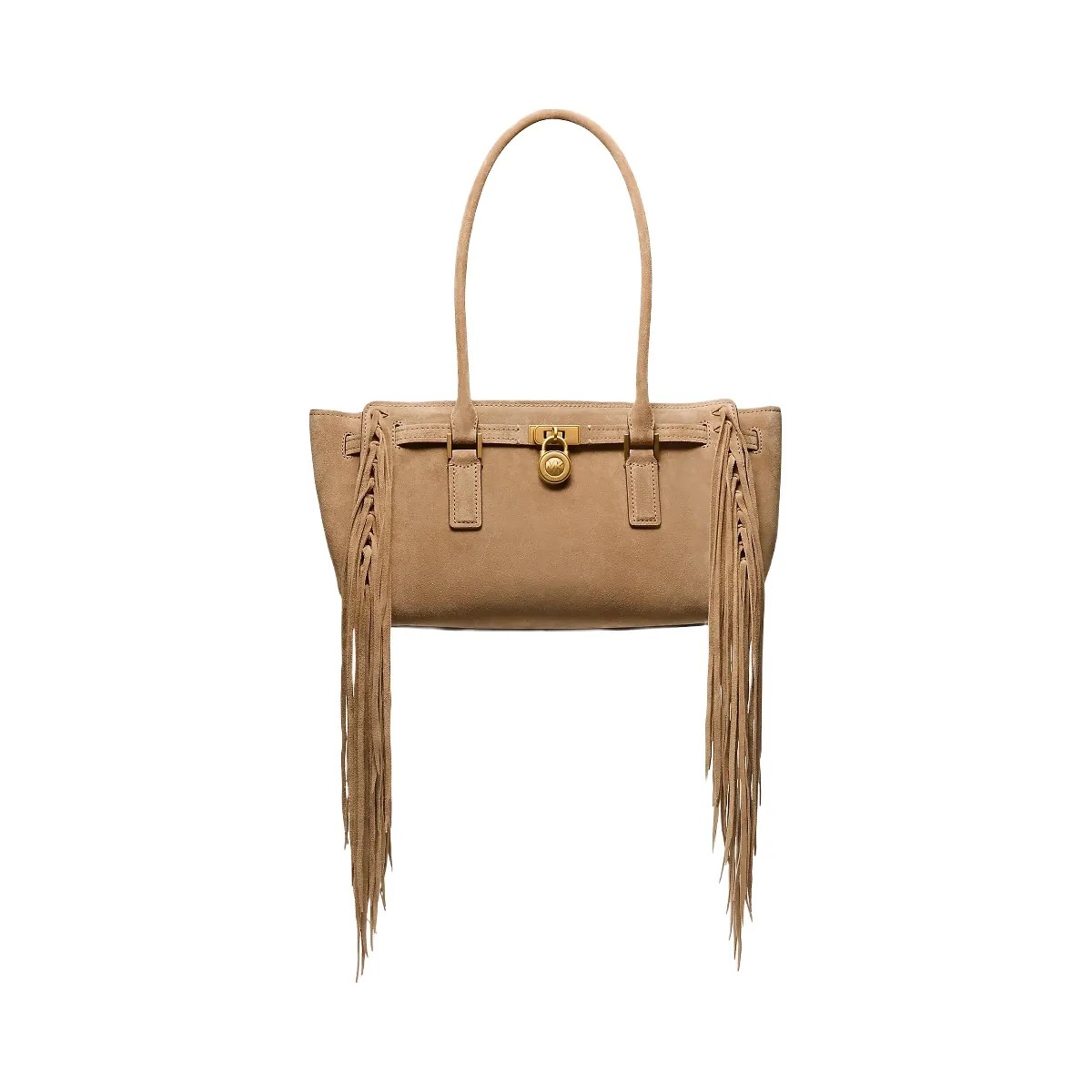 Michael Kors Hamilton Moderne Small Fringed Suede Satchel Husk - HypeFly India View 1