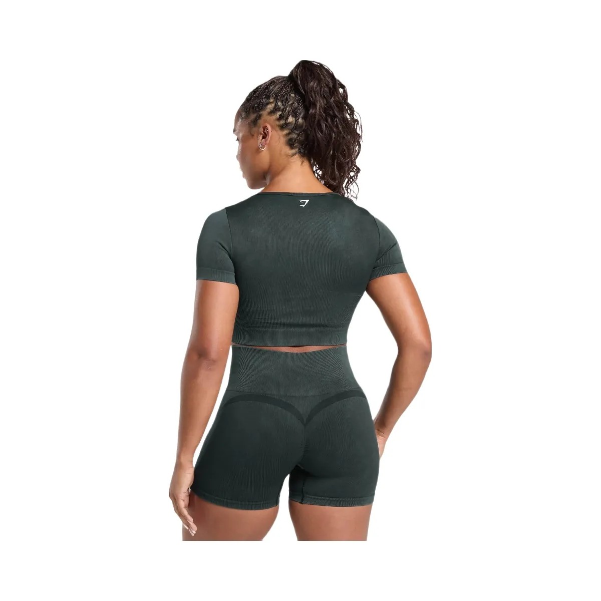 Gymshark Gains Seamless Washed Crop Top - Black - HypeFly India View 2