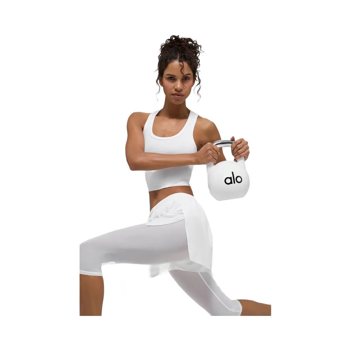 Alo Women's Mesh Front Runner 2 In 1 Short - White - HypeFly India View 4