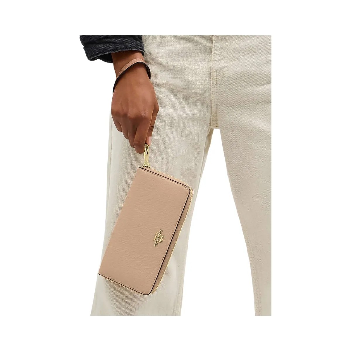 Coach Long Zip Around Wallet Pebbled Leather-Im-Cream-Peach - HypeFly India View 1
