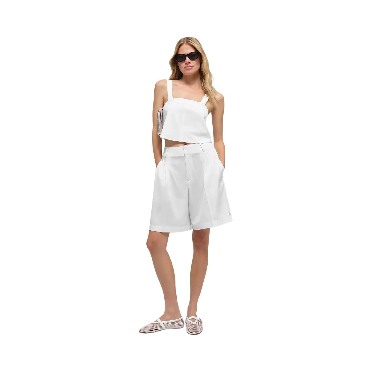 Alo Women's High-Waist Dreamscape Short - Semi Sheer White - HypeFly India View 5