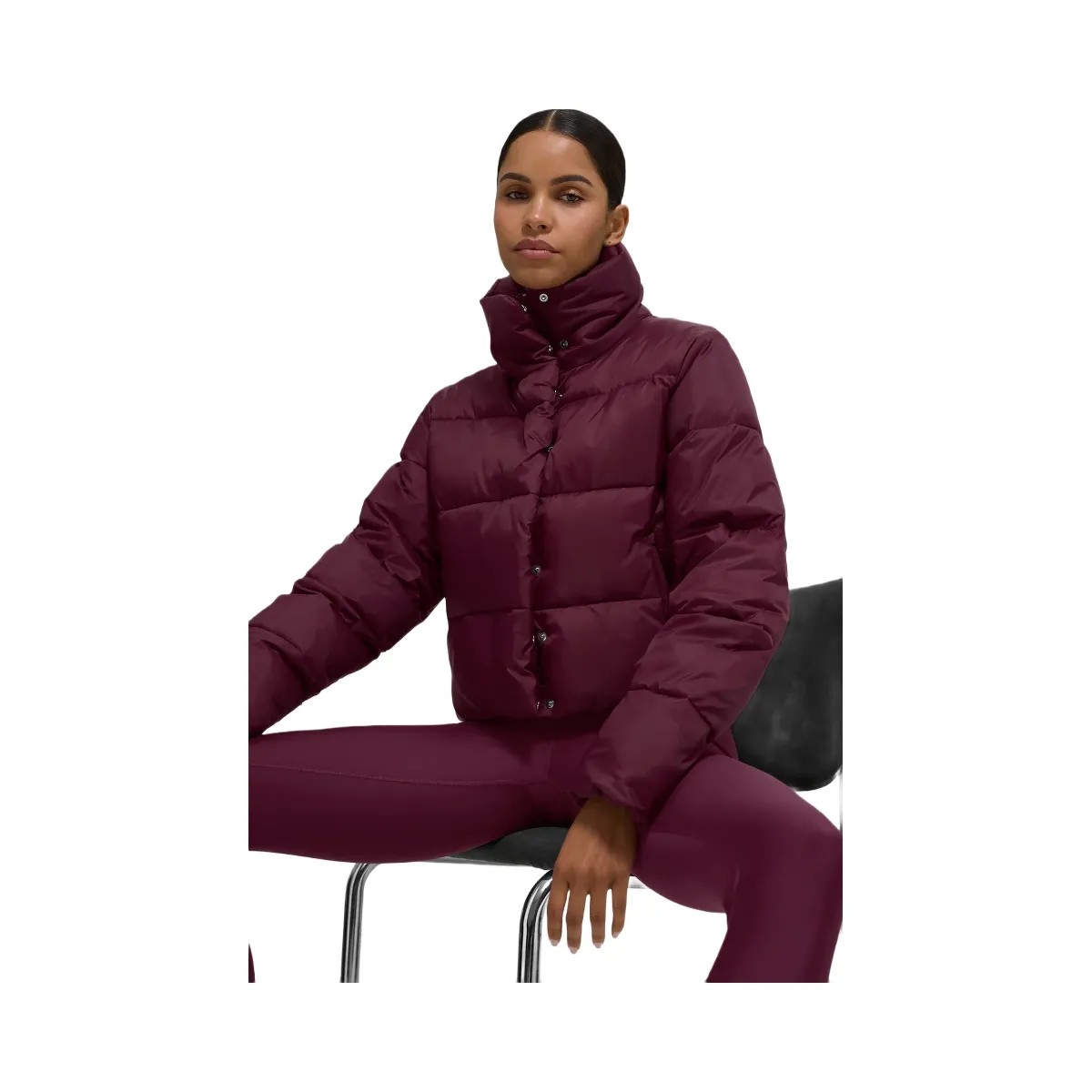 Alo Women's Gold Rush Puffer - Burgundy - HypeFly India View 2