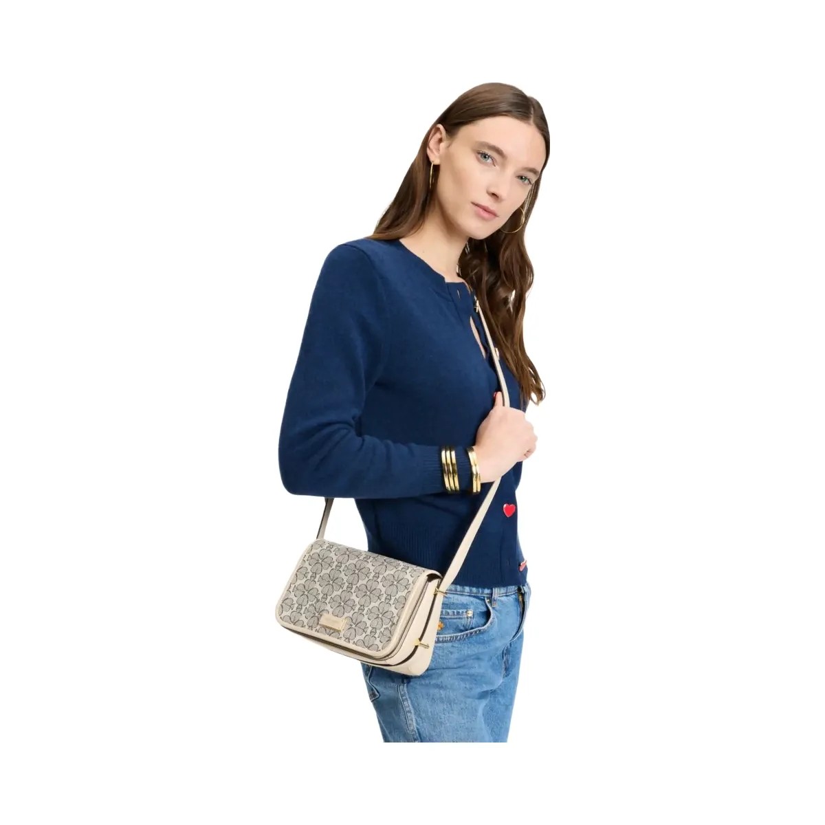 Kate Spade Liv Spade Flower Crossbody Bag Neutral Multi - HypeFly India View 2