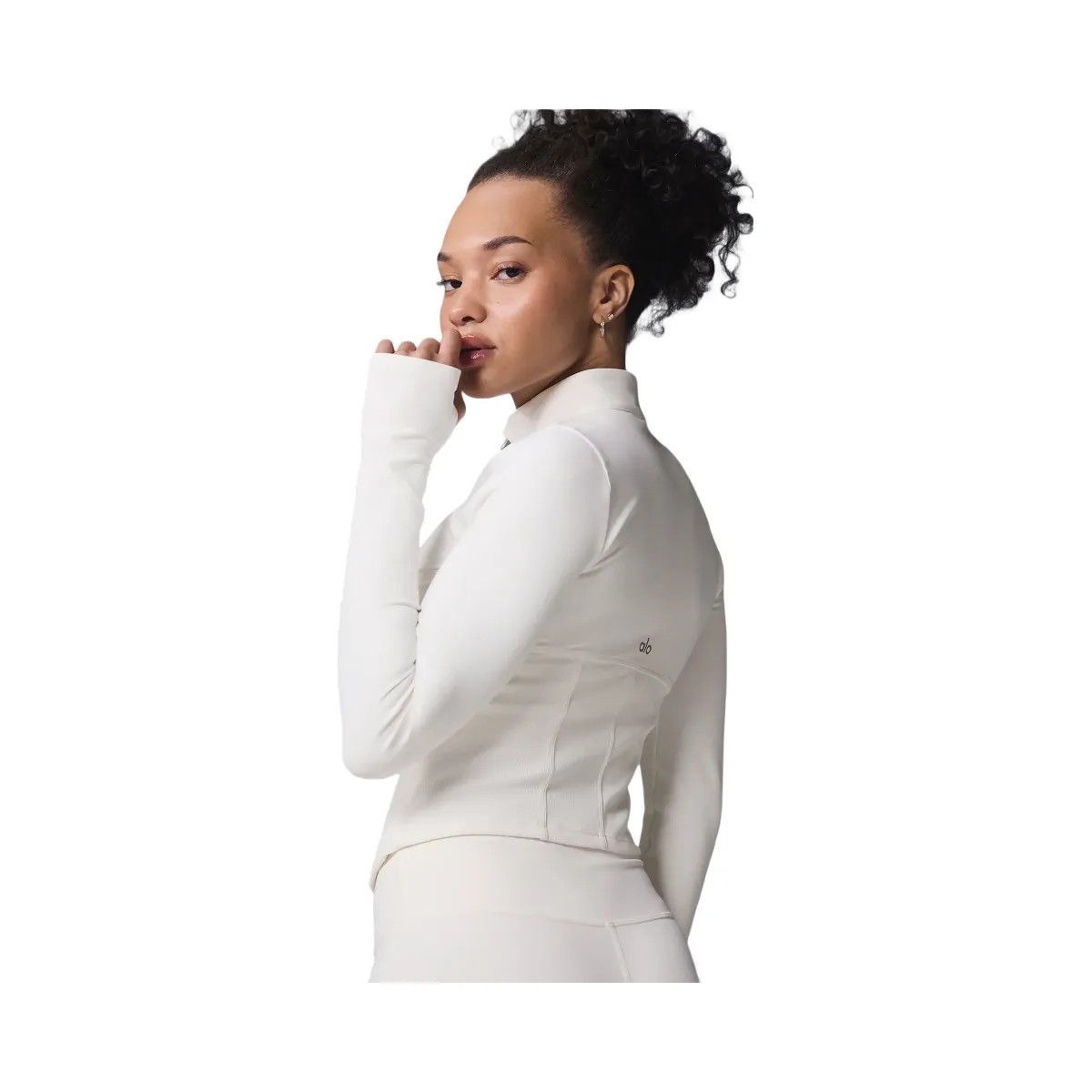 Alo Women's Airbrush Corset Full Zip Jacket - Ivory - HypeFly India View 4