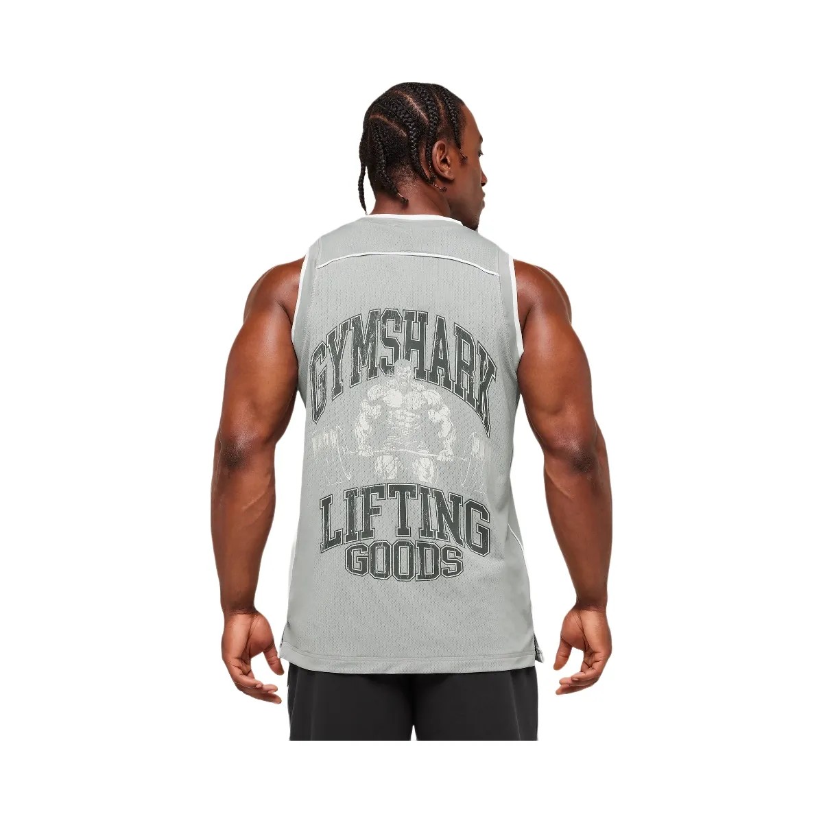 Gymshark Graphic Basketball Mesh Tank - Silver Grey - HypeFly India View 5