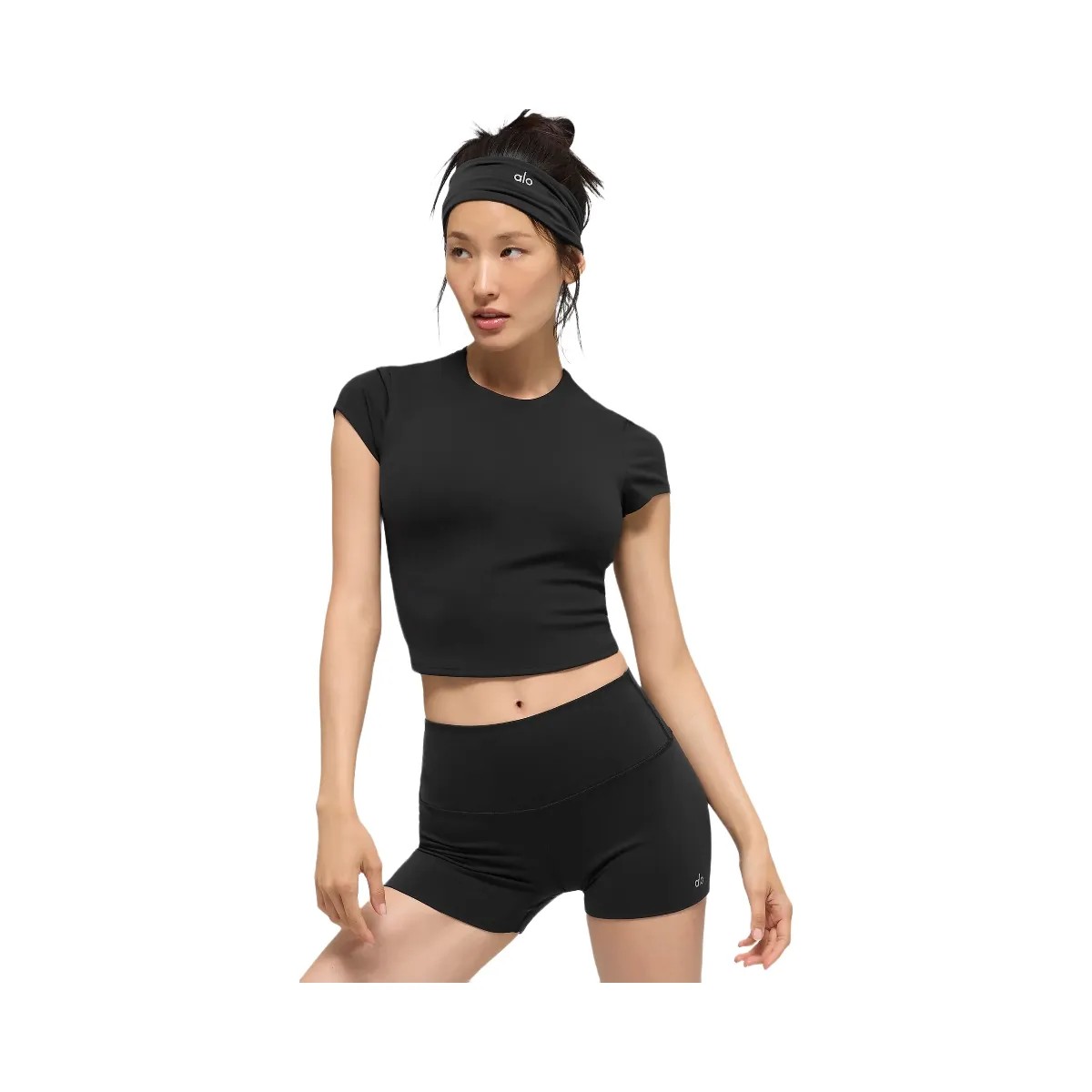 Alo Women's Softsculpt Precision Short Sleeve Top - Black - HypeFly India View 1