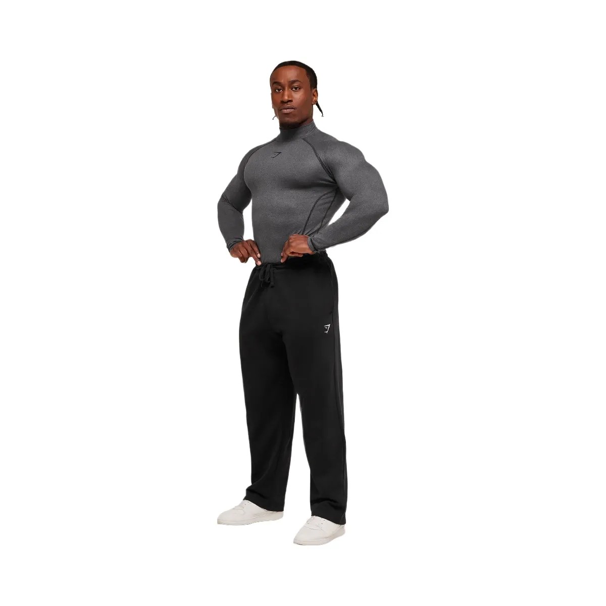 Gymshark Element Baselayer Mock Neck Long Sleeve T-Shirt - GS Black/GS Dark Grey Marl - HypeFly India View 4
