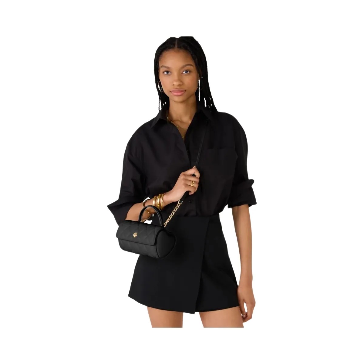 Kate Spade Heart Barrel Quilted Crossbody Black - HypeFly India View 2