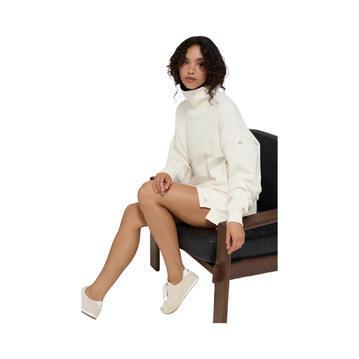 Alo Women's Hazy Mock Neck Pullover - Ivory - HypeFly India View 5