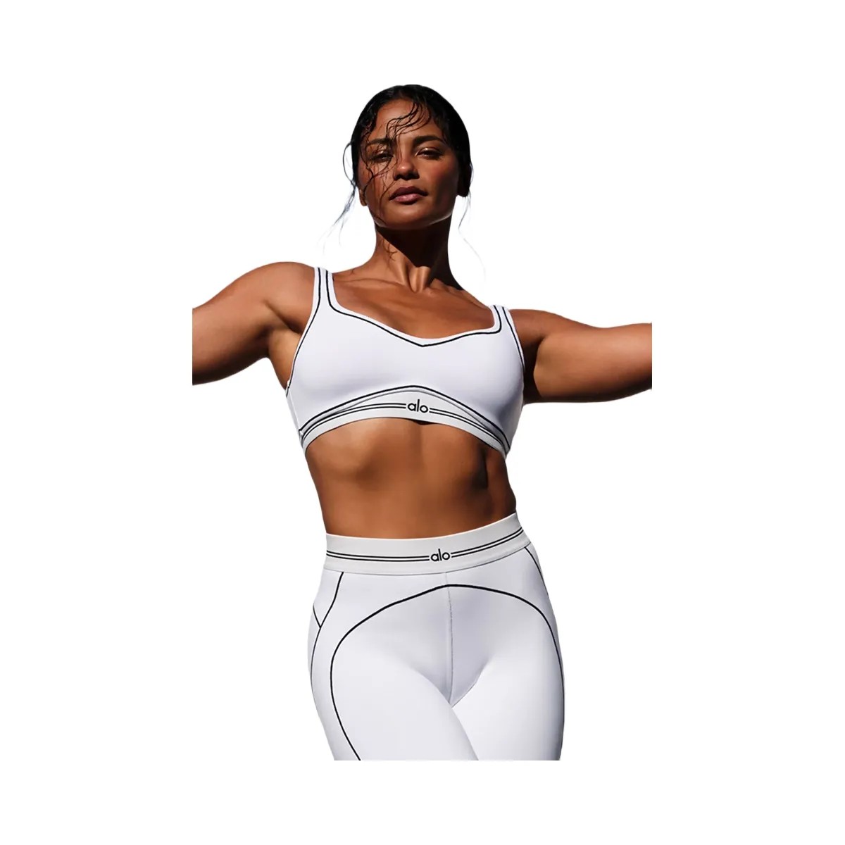 Alo Women's Airbrush Heart Throb Bra - White/Black - HypeFly India View 6