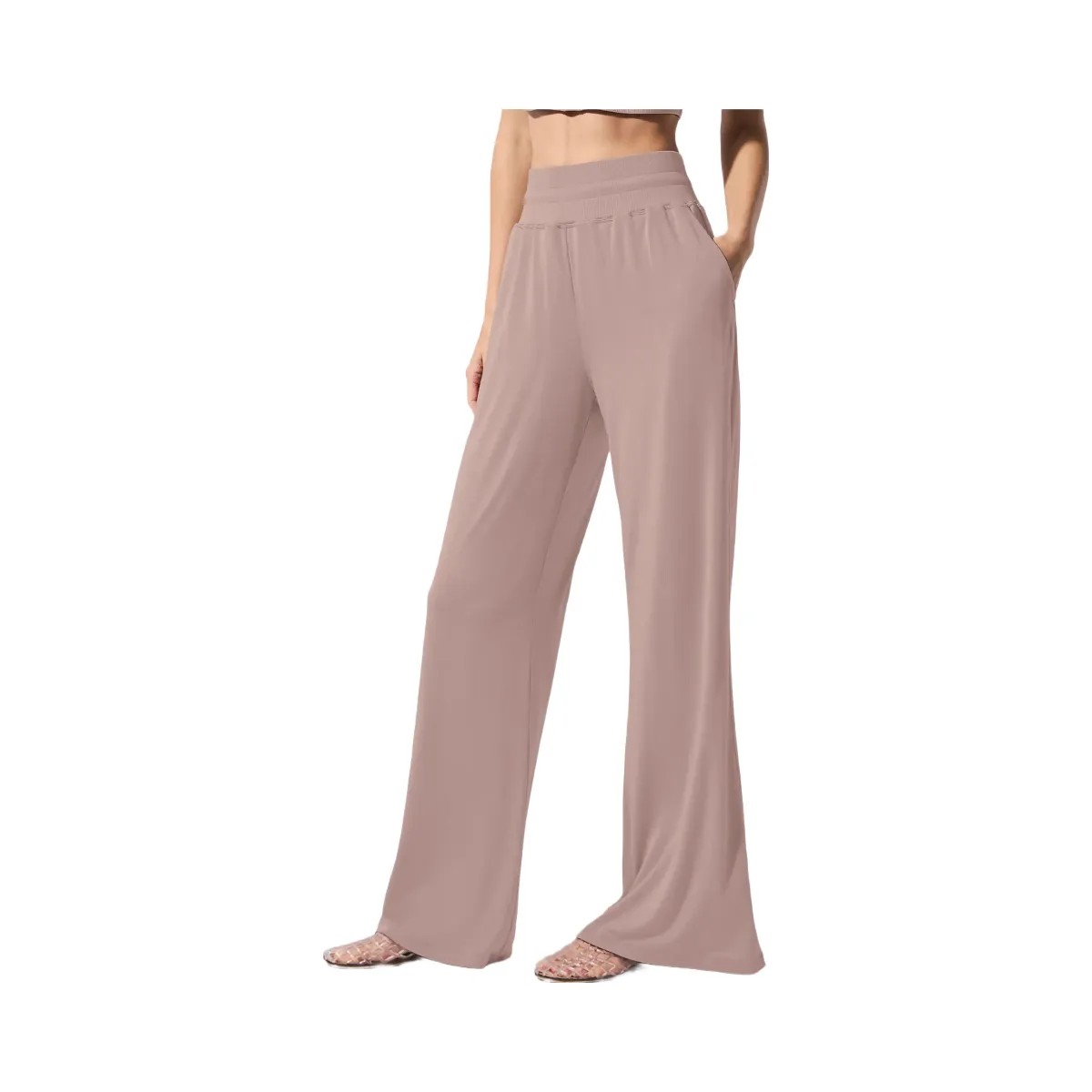 Alo Women's Semi-Sheer Delicate Lounge Flare Pant - Taupe - HypeFly India View 1