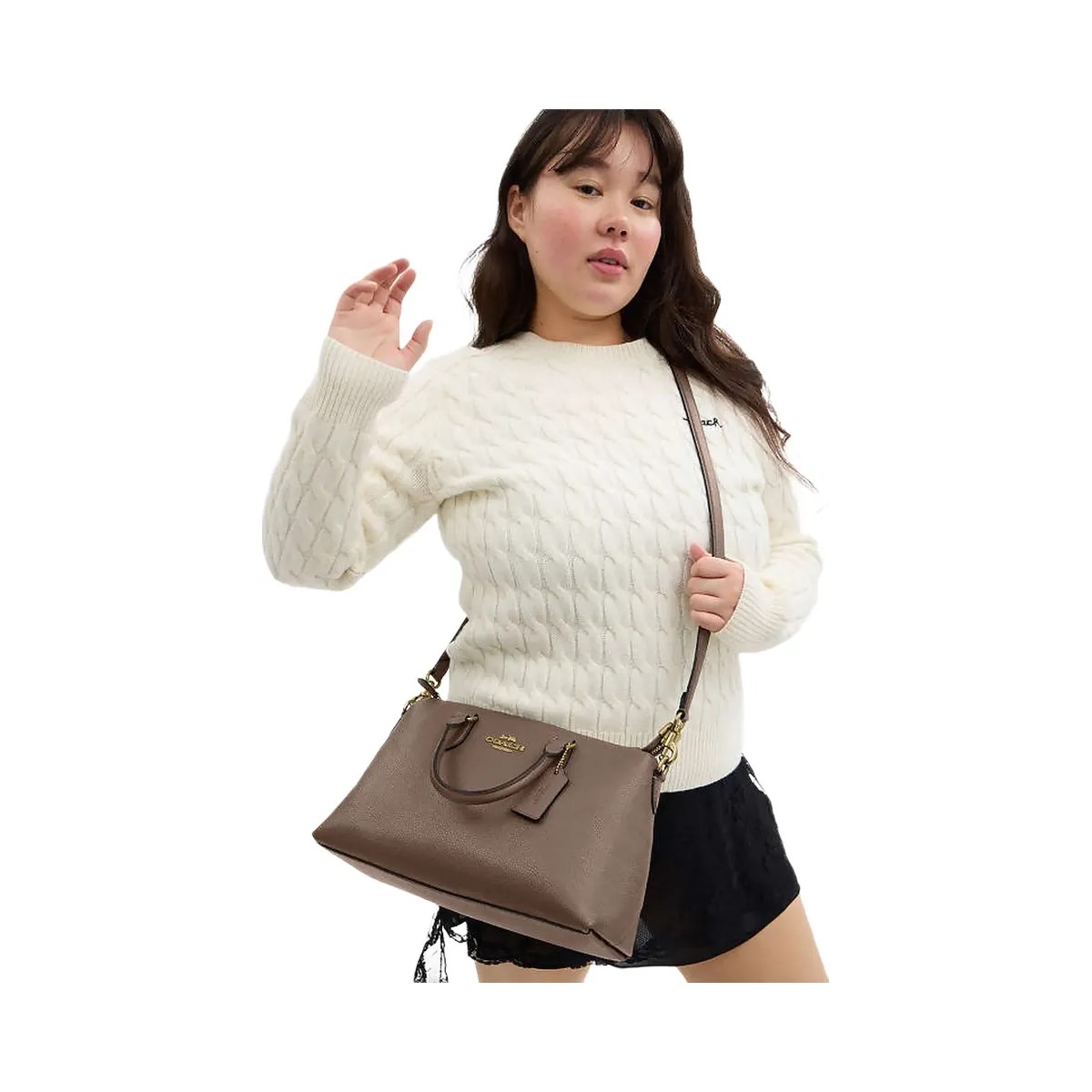 Coach Georgia Satchel Bag Pebbled Leather-Gold-Dark Stone - HypeFly India View 3