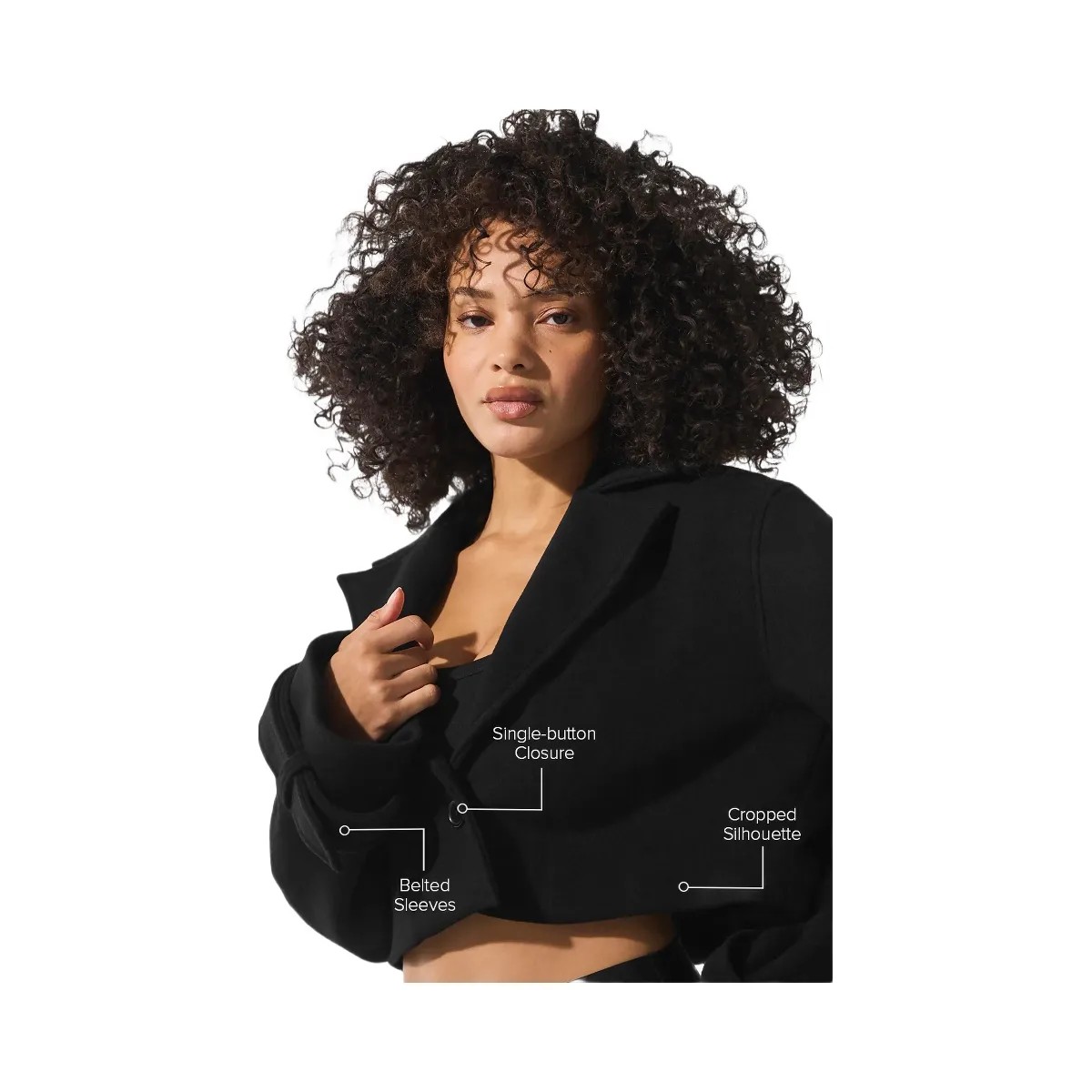 Alo Women's Wool Cropped Metro Trench - Black - HypeFly India View 2