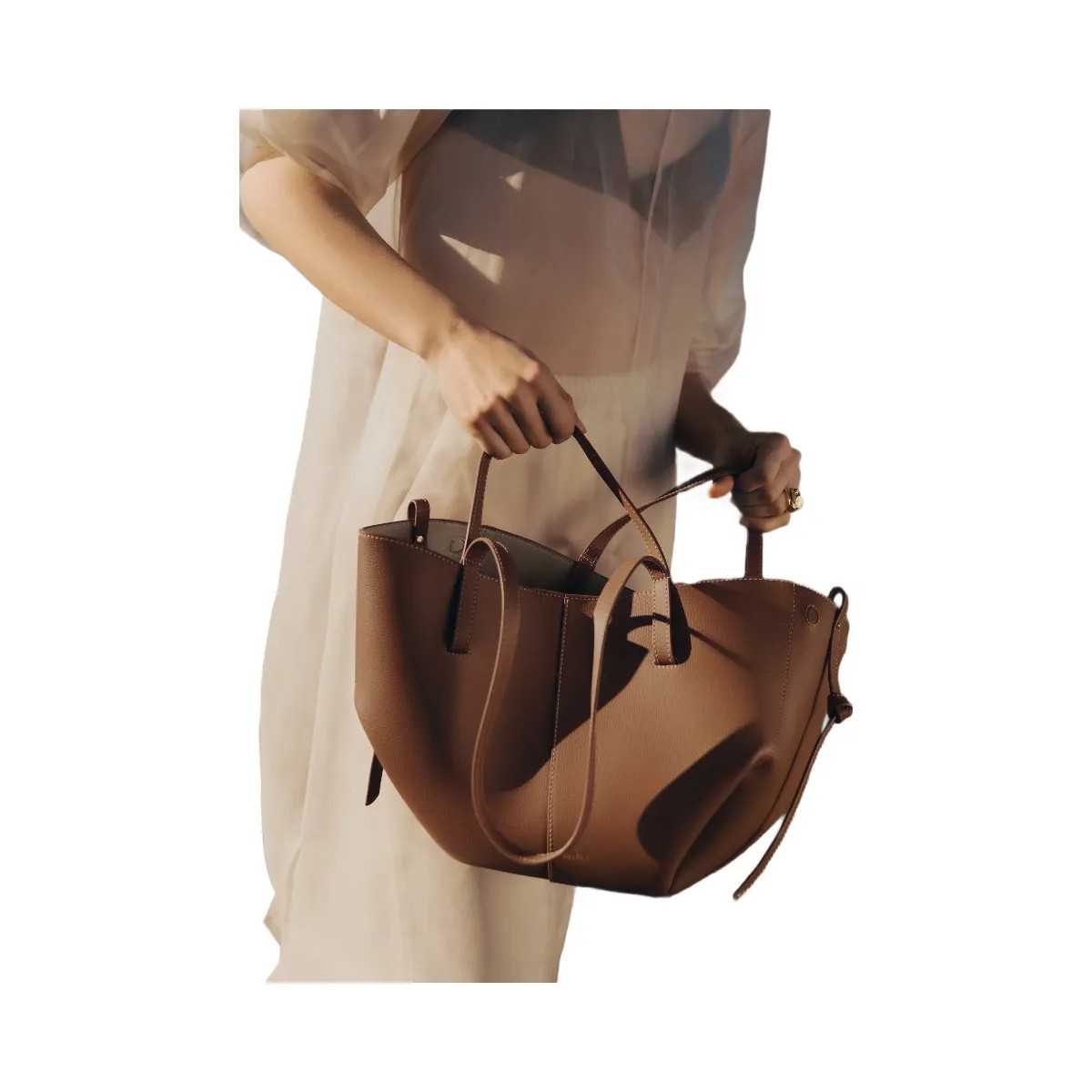 Polene Cyme Mini Textured Camel - HypeFly India View 4