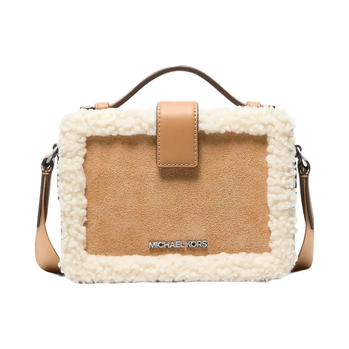 Michael Kors Cooper Suede and Sherpa Crossbody Bag Peanut - HypeFly India View 1