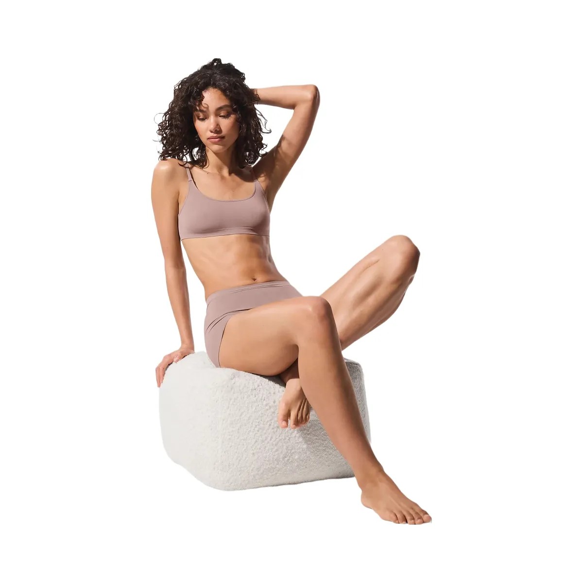 Alo Women's Sheer Glow Boyshort - Taupe - HypeFly India View 4