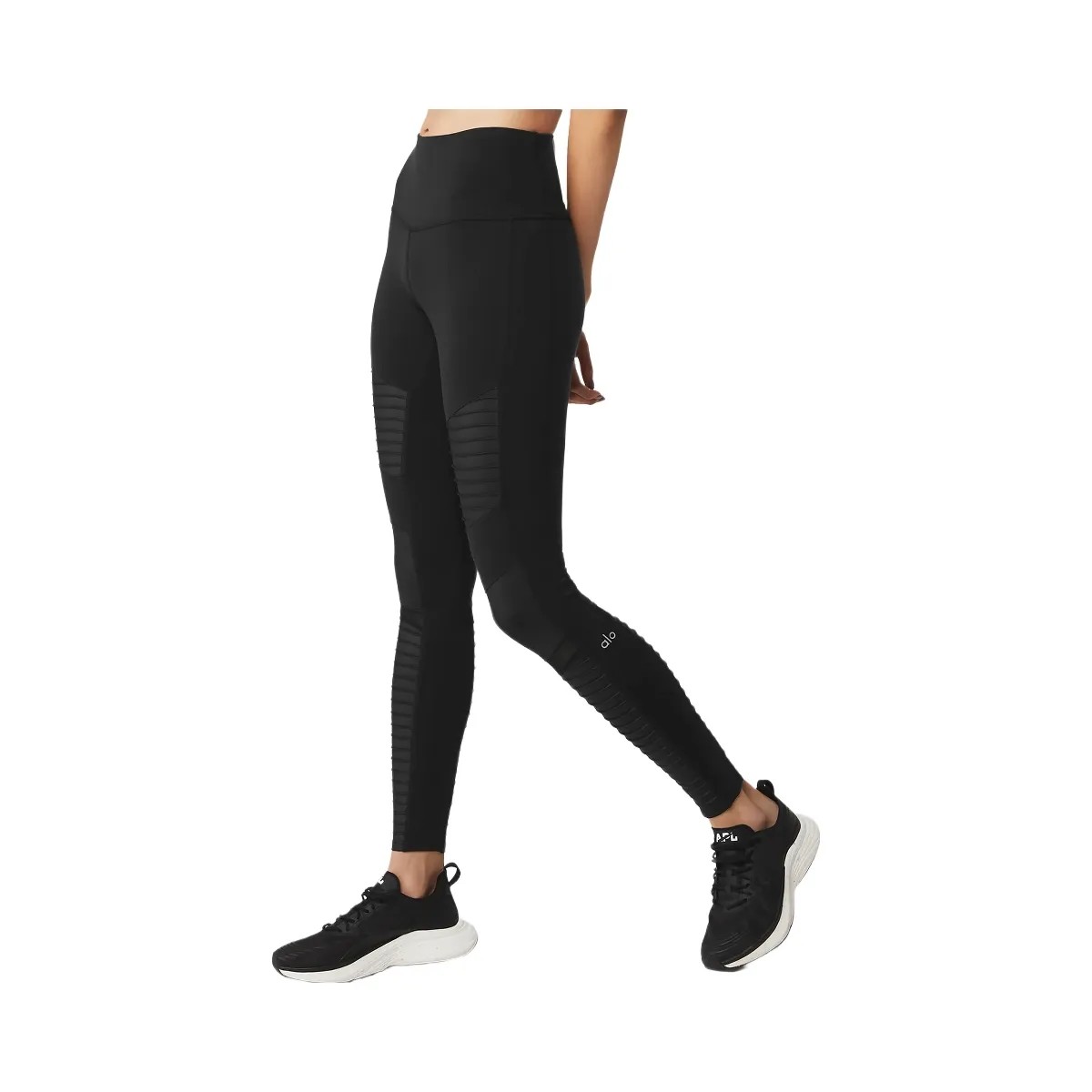 Alo Women's High-Waist Moto Legging - Black/Black Glossy - HypeFly India View 1