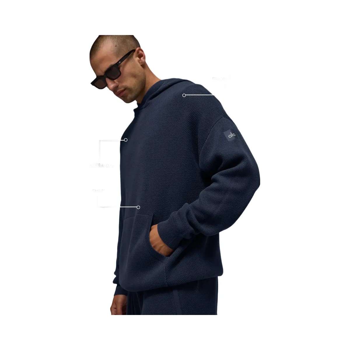 Alo Men's Sports Club Sweater Knit Hoodie - Navy - HypeFly India View 2
