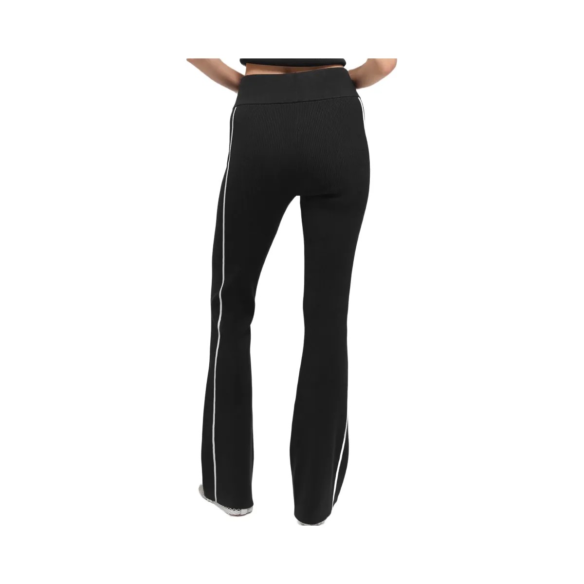 Alo Women's Ribbed Sweater Knit Highline Flare Pant - Black/White - HypeFly India View 3