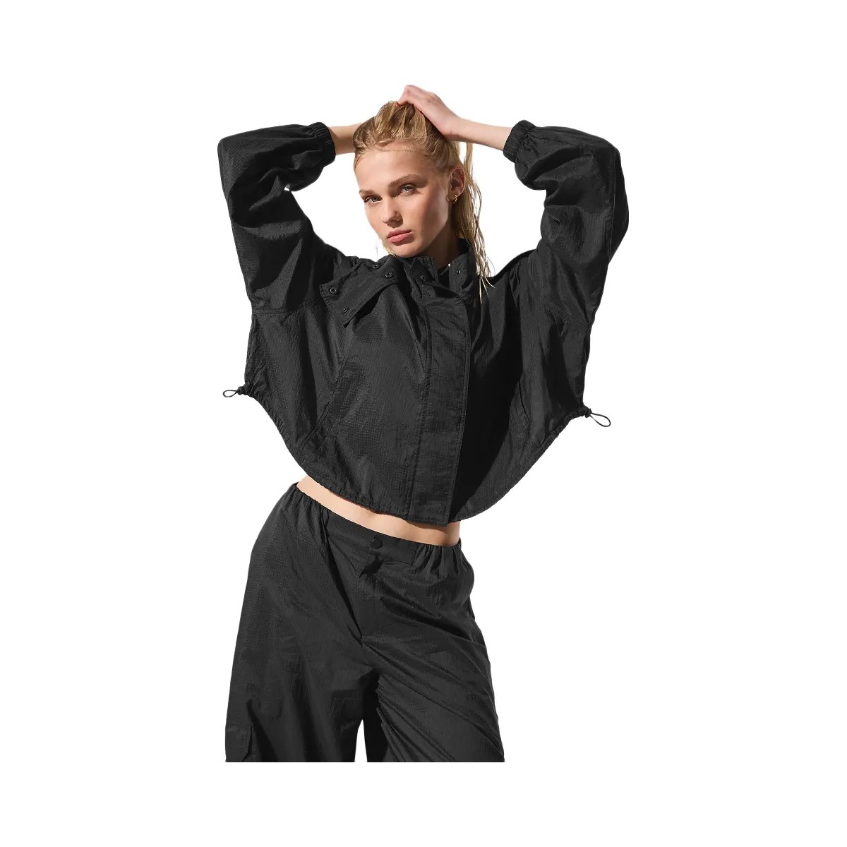 Alo Women's Cropped Game Time Full Zip Jacket - Black - HypeFly India View 5