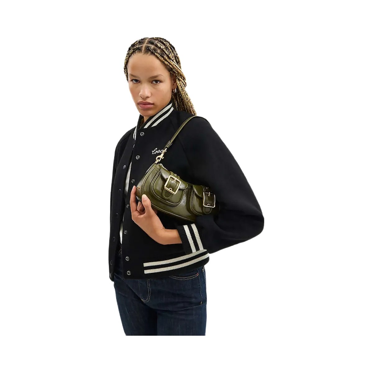 Coach Ashton Bag Glazed Leather-Gold-Olive - HypeFly India View 3