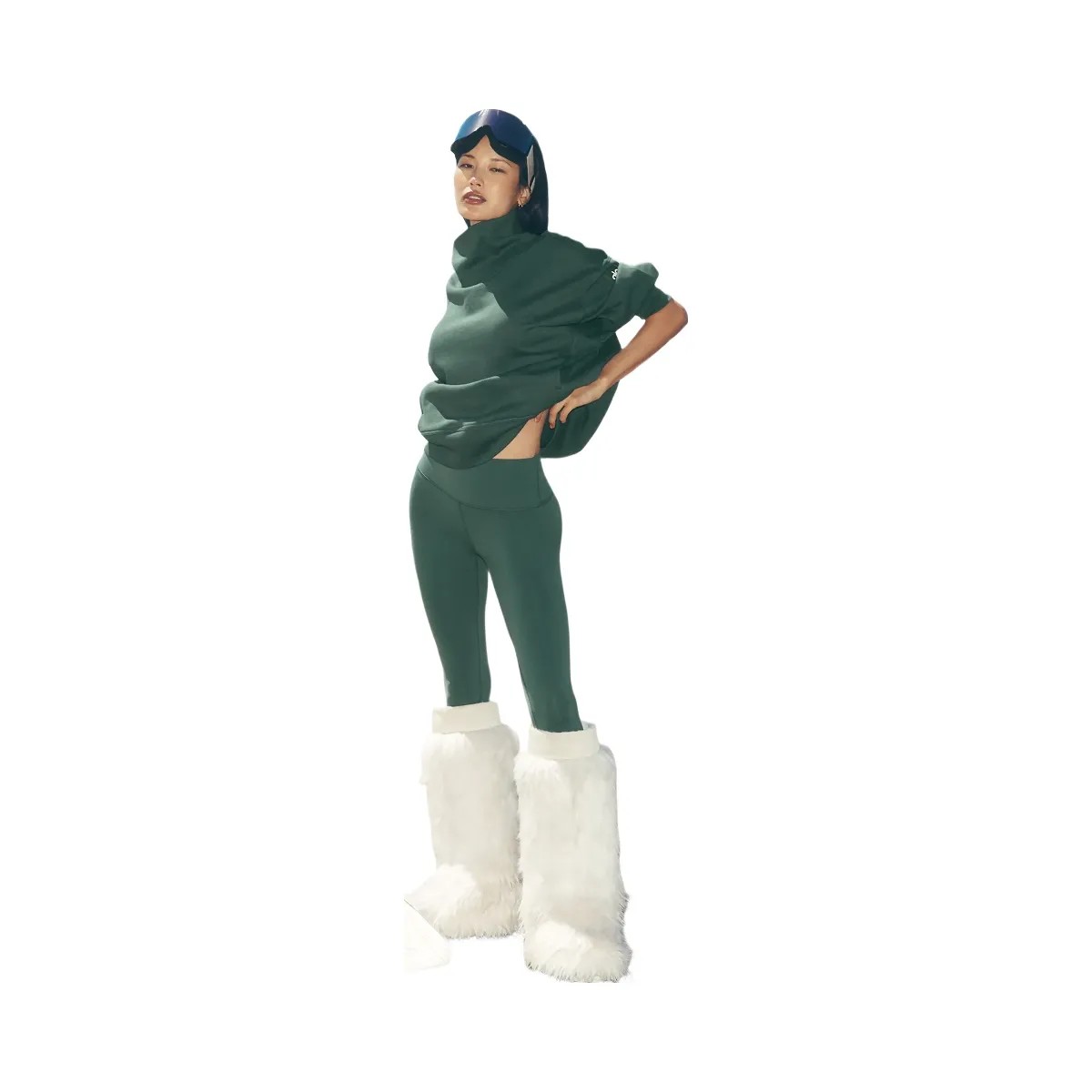 Alo Women's Airbrush Winter Warm High-Waist Nocturne Legging - Clover Green - HypeFly India View 6
