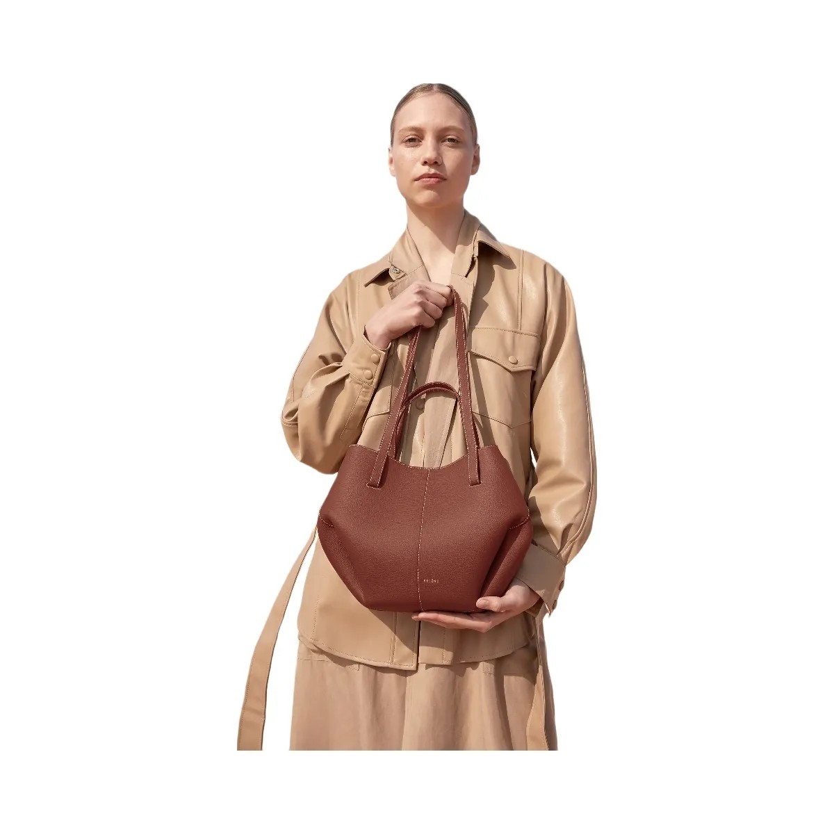 Polene Cyme Mini Textured Cognac - HypeFly India View 6