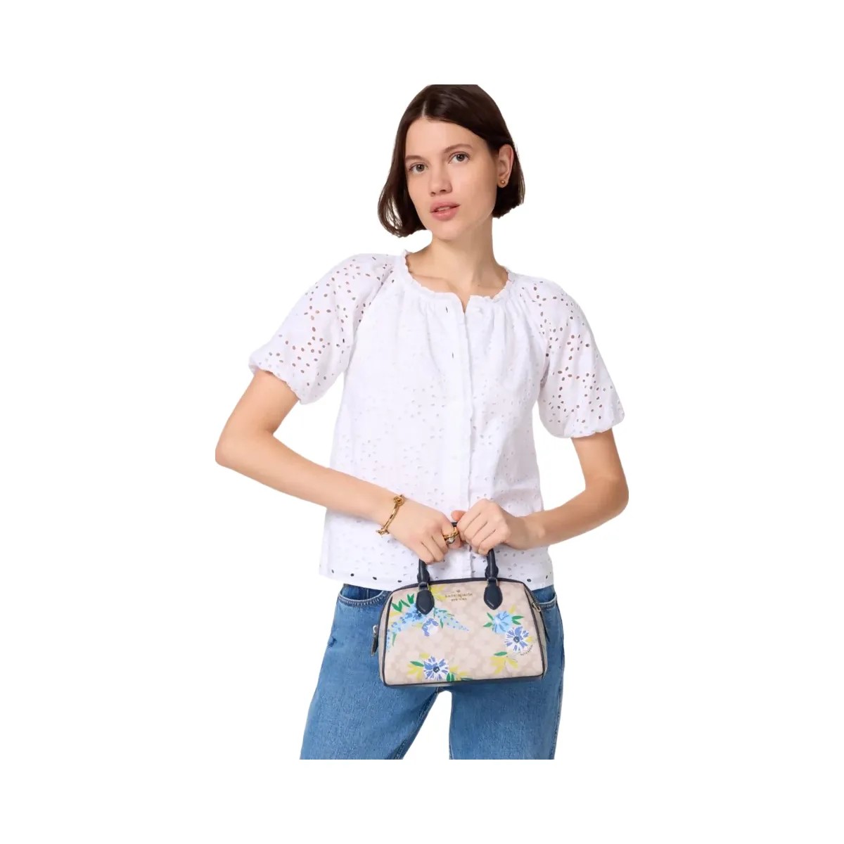 Kate Spade Flower Floral Small Dolly Duffle Blazer Blue Multi - HypeFly India View 2