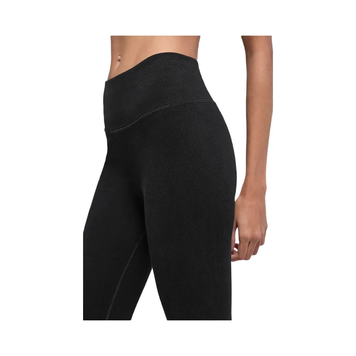 Alo Women's Seamless High-Waist Two Tone Rib Legging - Black - HypeFly India View 2