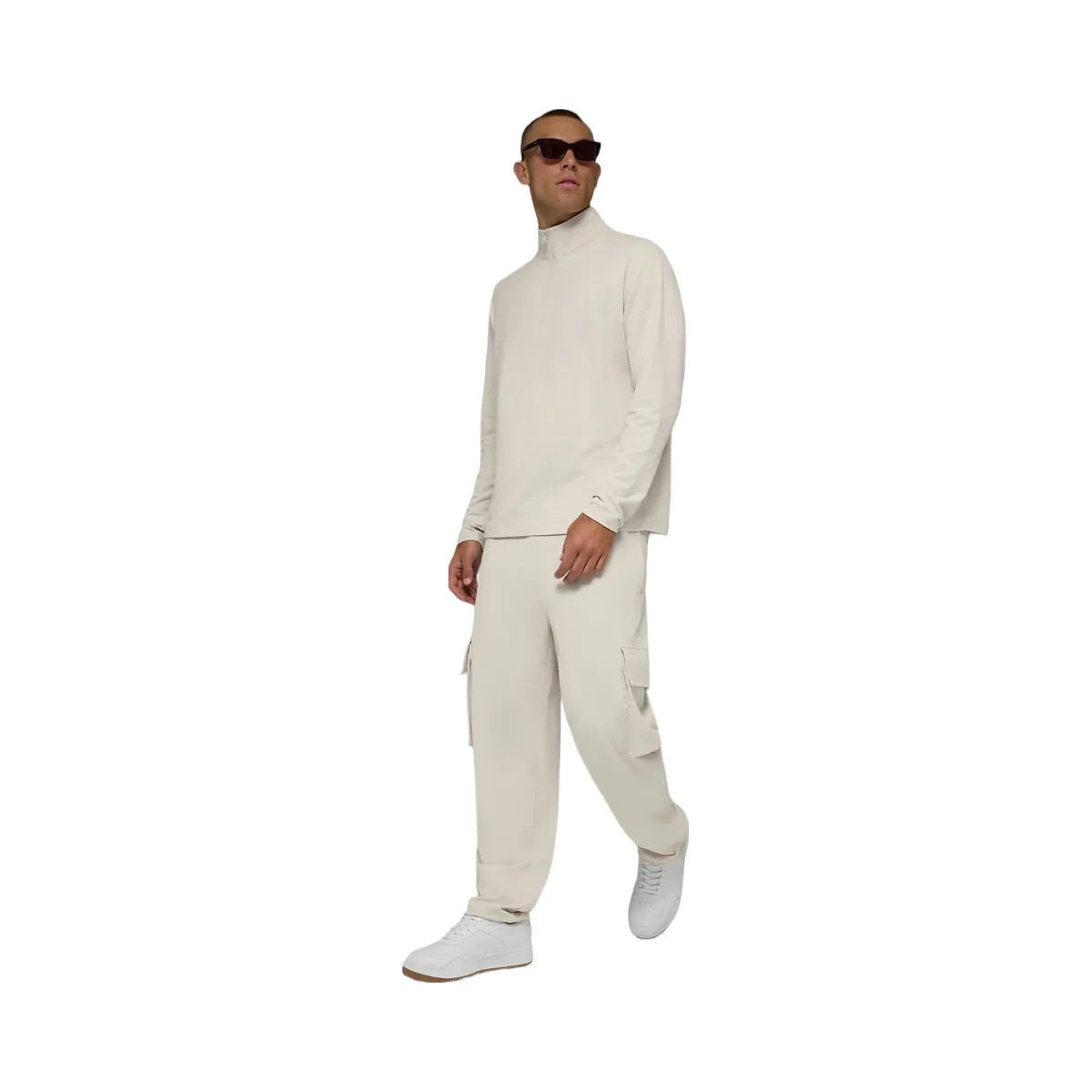 Alo Men's Double Take Long Sleeve 1/4 Zip - Bone - HypeFly India View 5
