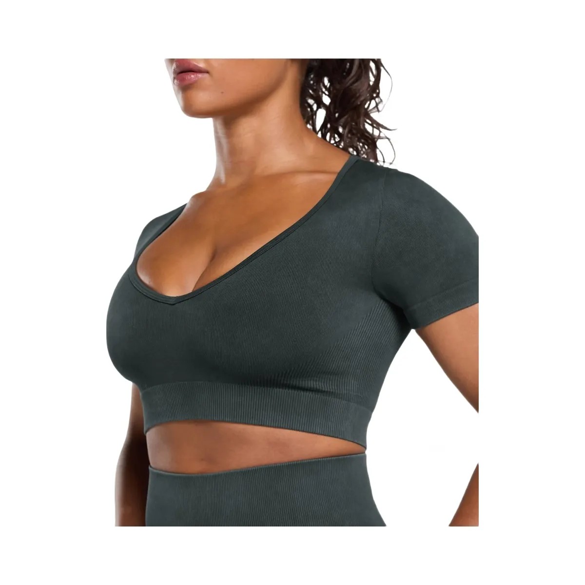 Gymshark Gains Seamless Washed Crop Top - Black - HypeFly India View 6