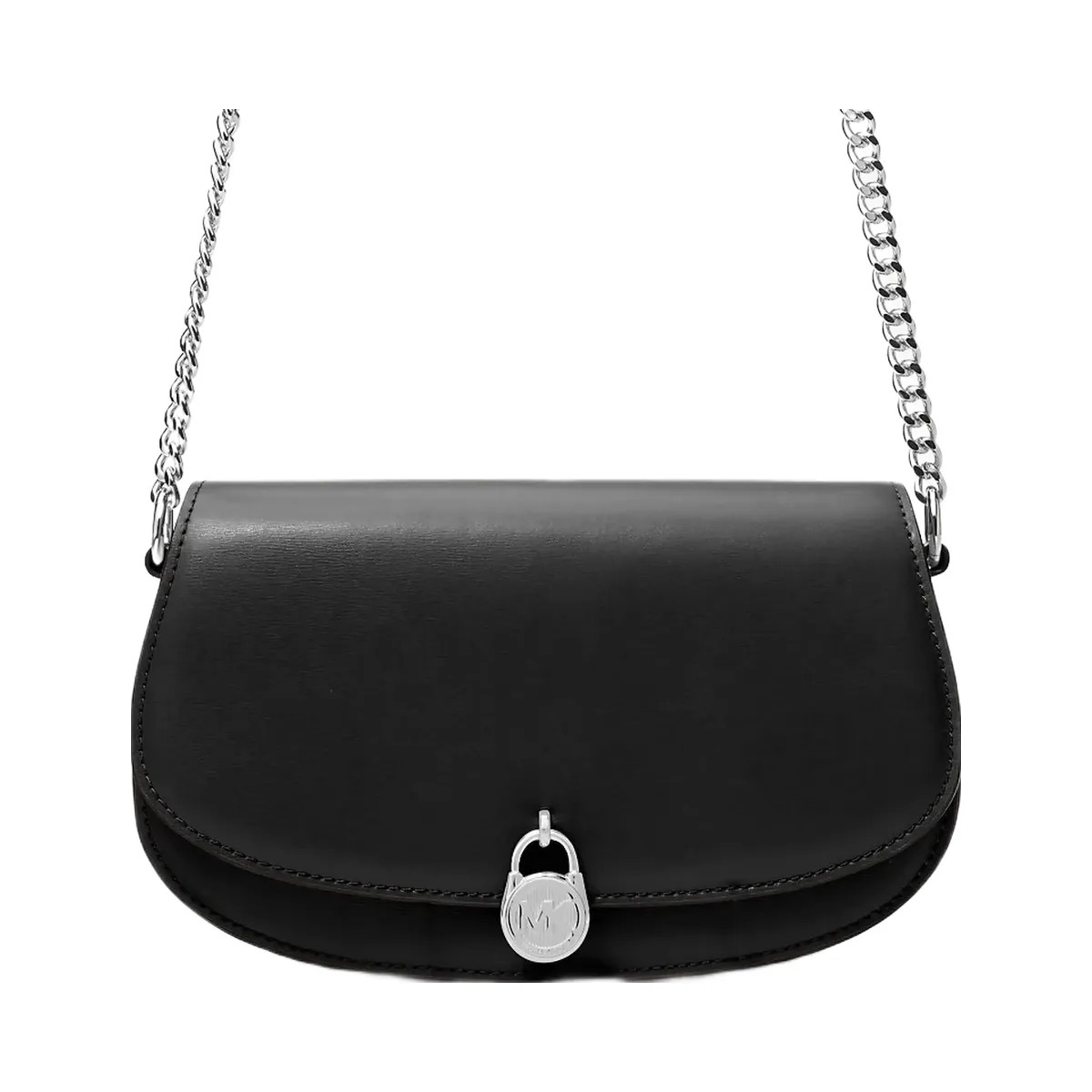 Michael Kors Mila Medium Leather Messenger Bag Black - HypeFly India View 1