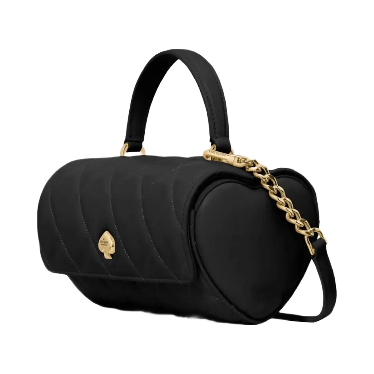 Kate Spade Heart Barrel Quilted Crossbody Black - HypeFly India View 3
