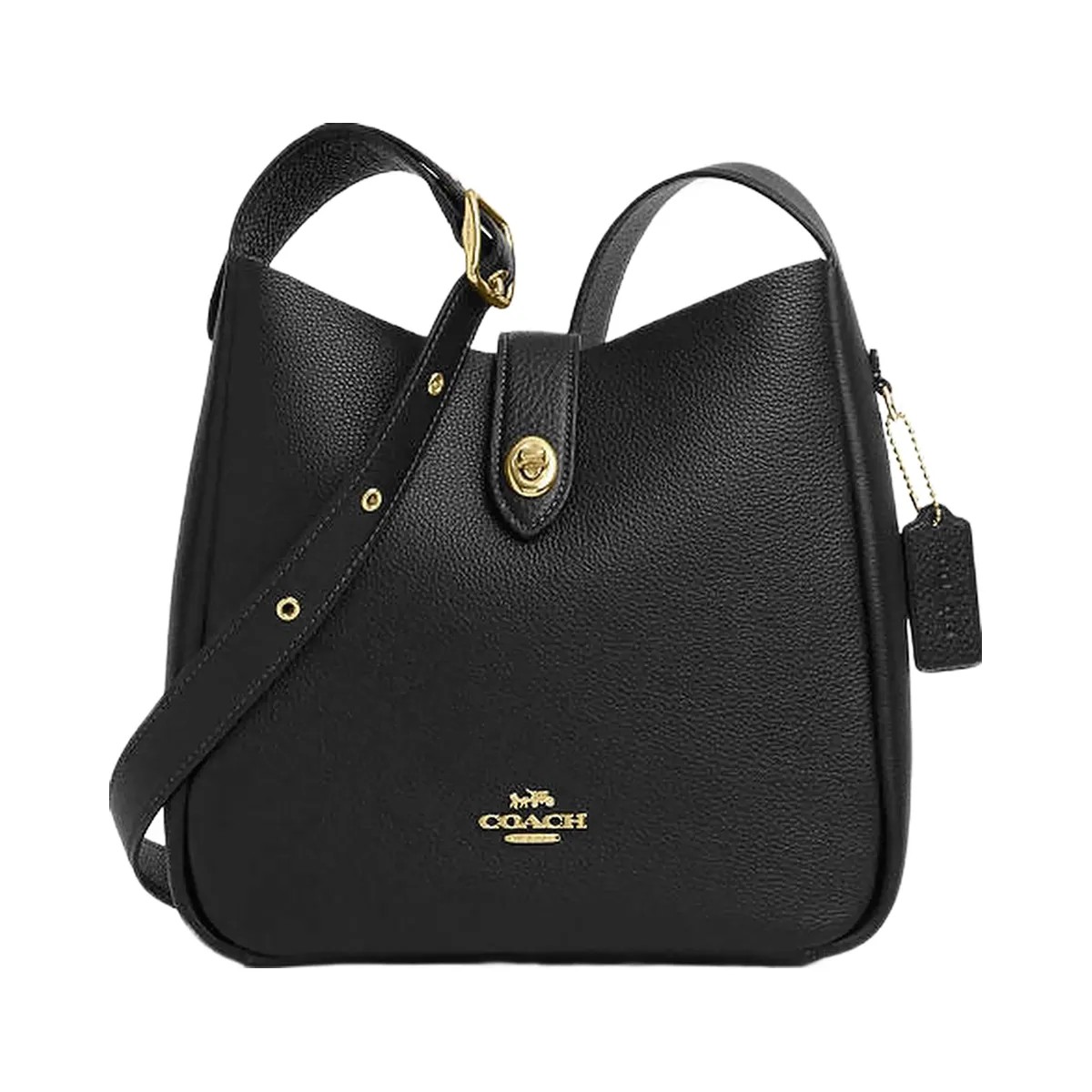 Coach Hadley Convertible Crossbody Bag Pebbled Leather-Gold-Black - HypeFly India View 1