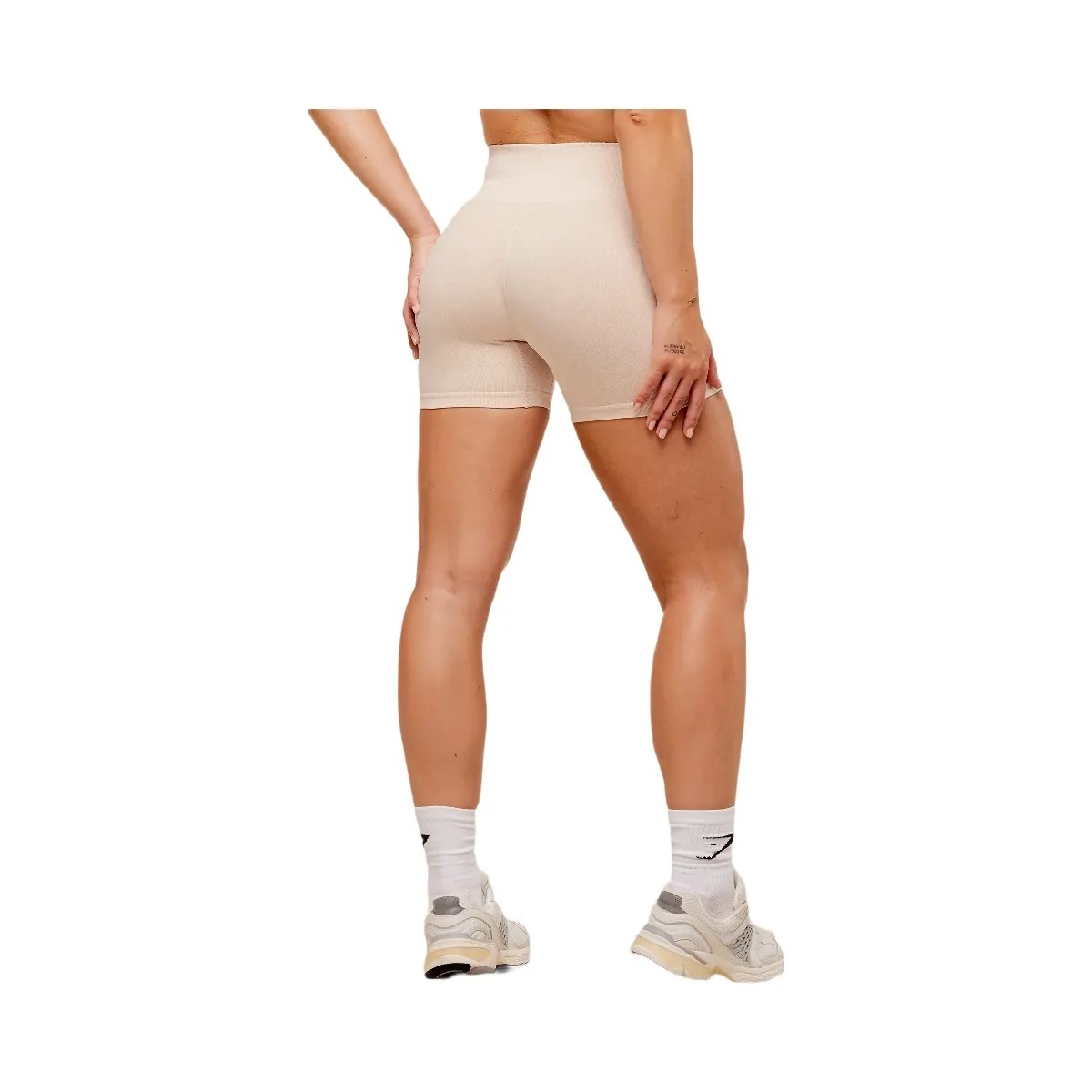 Gymshark Adapt Fleck x Whitney Seamless Shorts - Coconut White - HypeFly India View 2