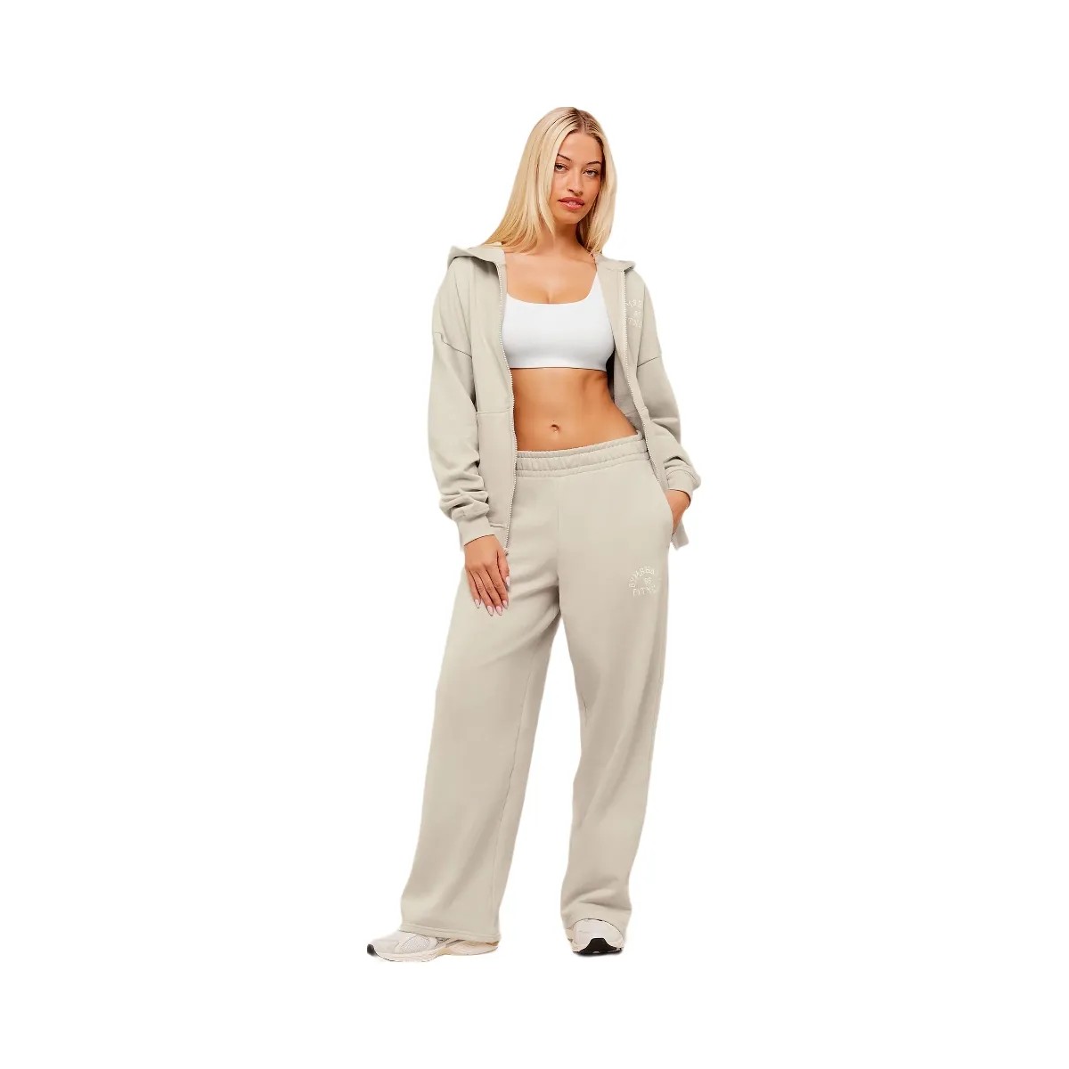 Gymshark Fitness Embroidered Graphic Zip Up Hoodie - Pebble Grey - HypeFly India View 6