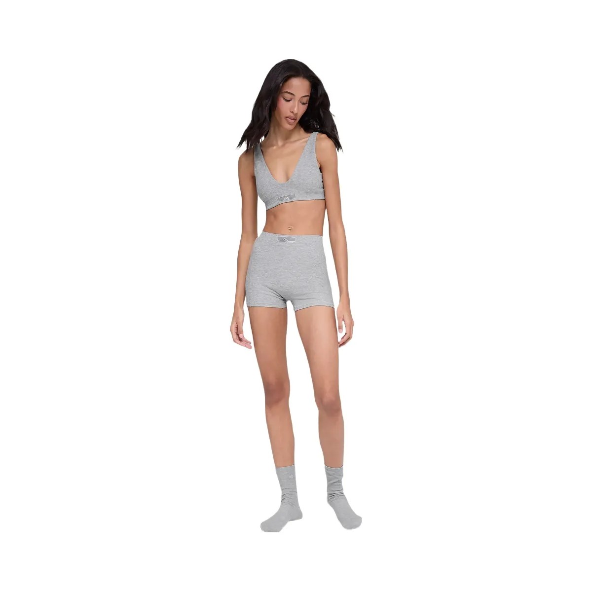 Alo Women's soft Sincere Micro Short - Athletic Heather Grey - HypeFly India View 1