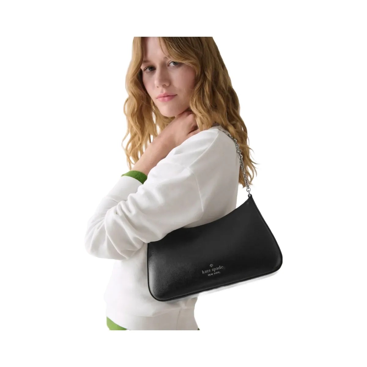 Kate Spade Margot Textured Patent Leather Convertible Crossbody Black - HypeFly India View 3