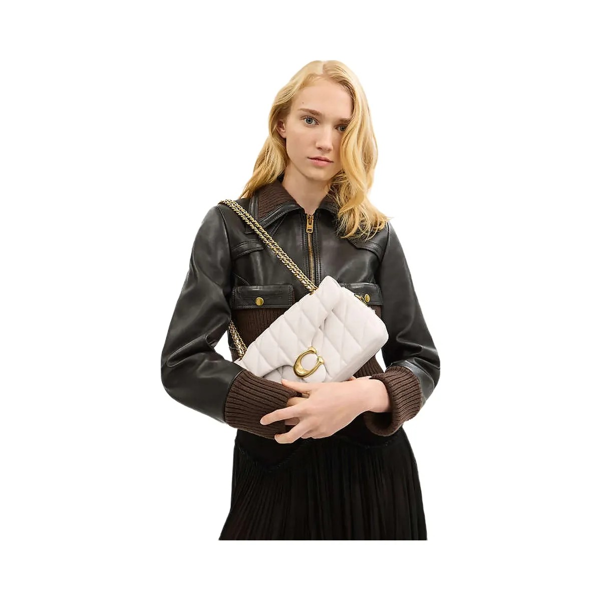 Coach Tabby Shoulder Bag 26 With Pillow Quilting Nappa Leather-Brass-Chalk - HypeFly India View 4