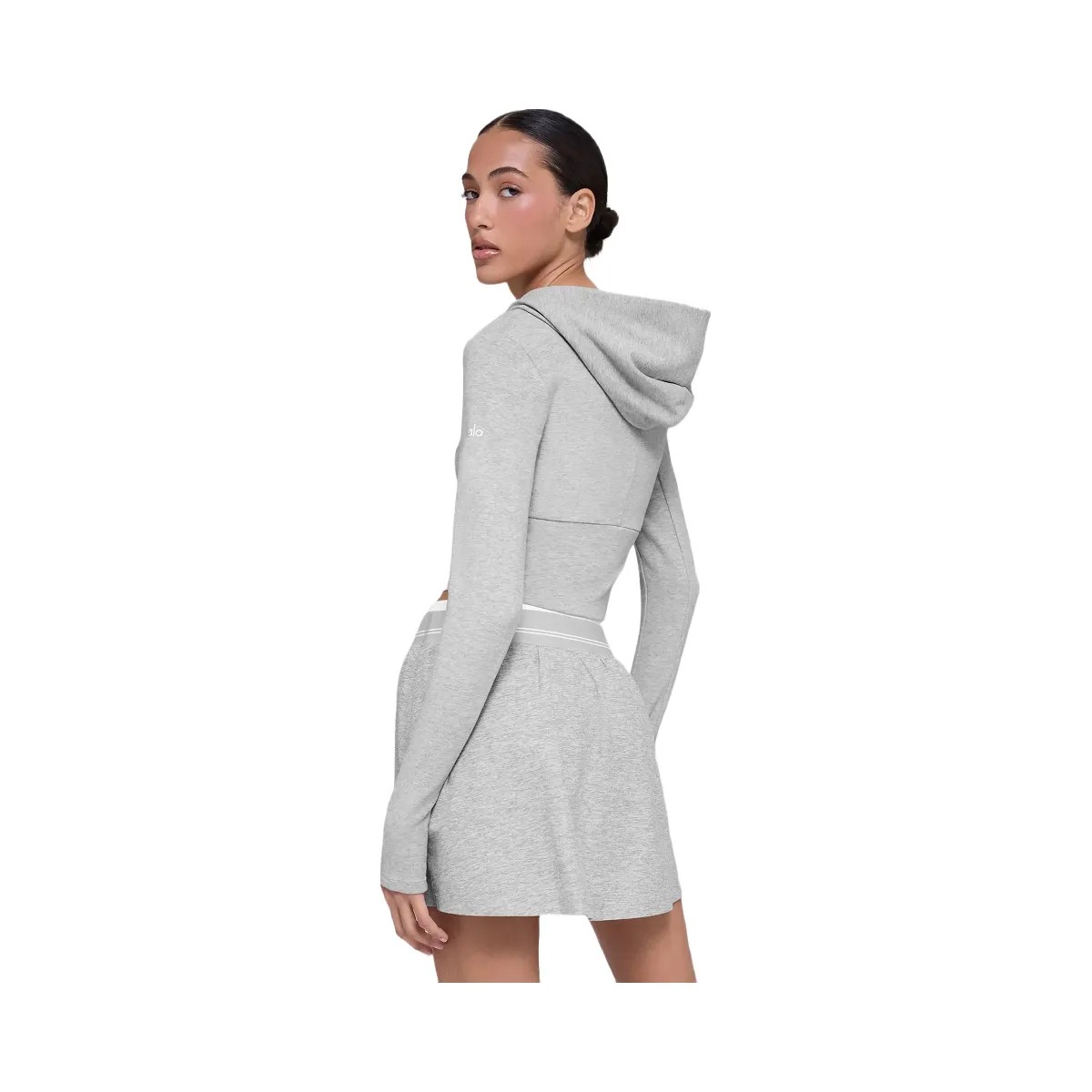Alo Women's Sway Full Zip Hoodie - Athletic Heather Grey - HypeFly India View 3