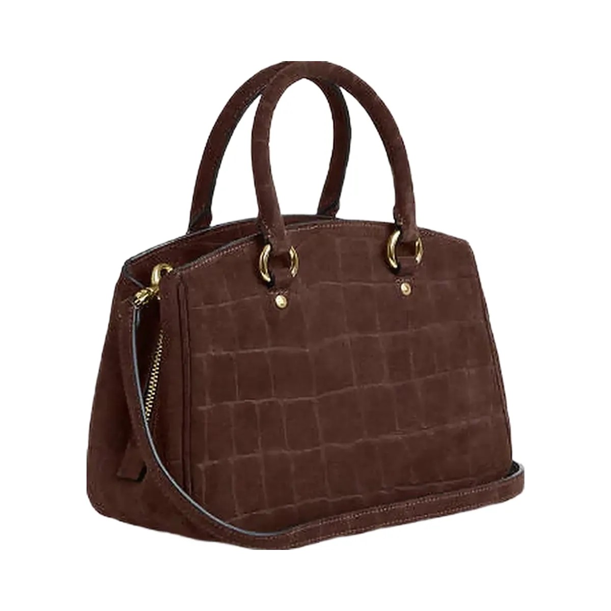 Coach Savannah Small Carryall Bag Embossed Crocodile-Gold-Maple - HypeFly India View 3