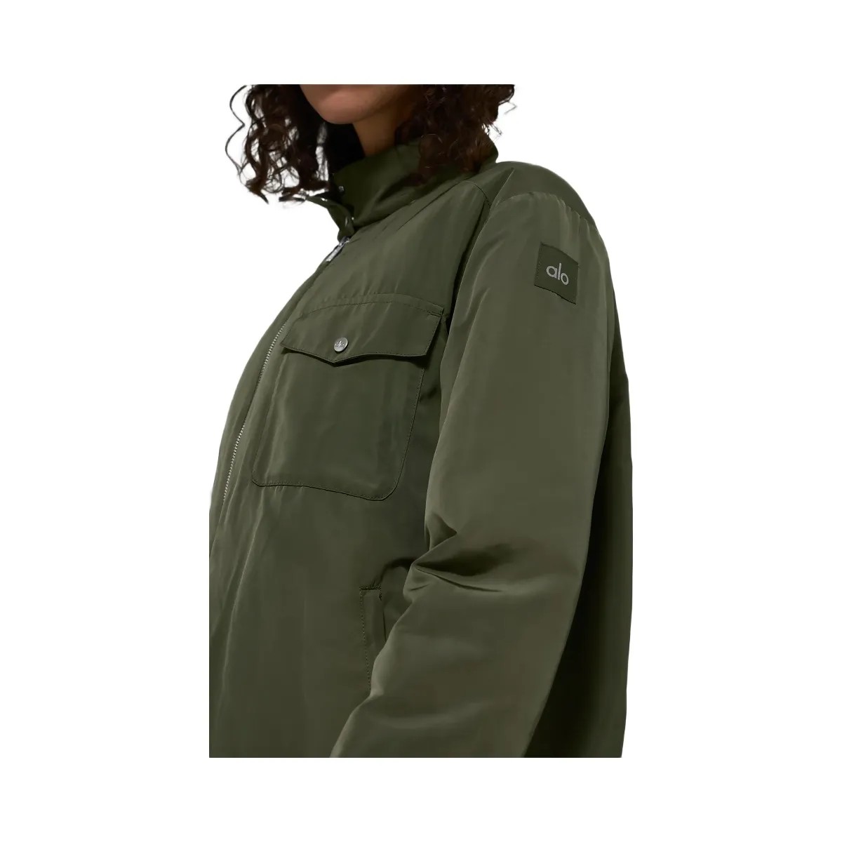 Alo Women's Work It Bomber - Green Olive - HypeFly India View 4