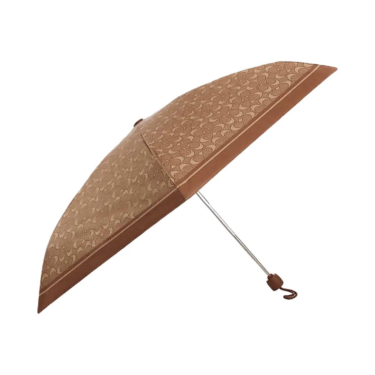 Coach Uv Protection Mini Umbrella In Signature Print Signature-Silver-Tan-Brown - HypeFly India View 1