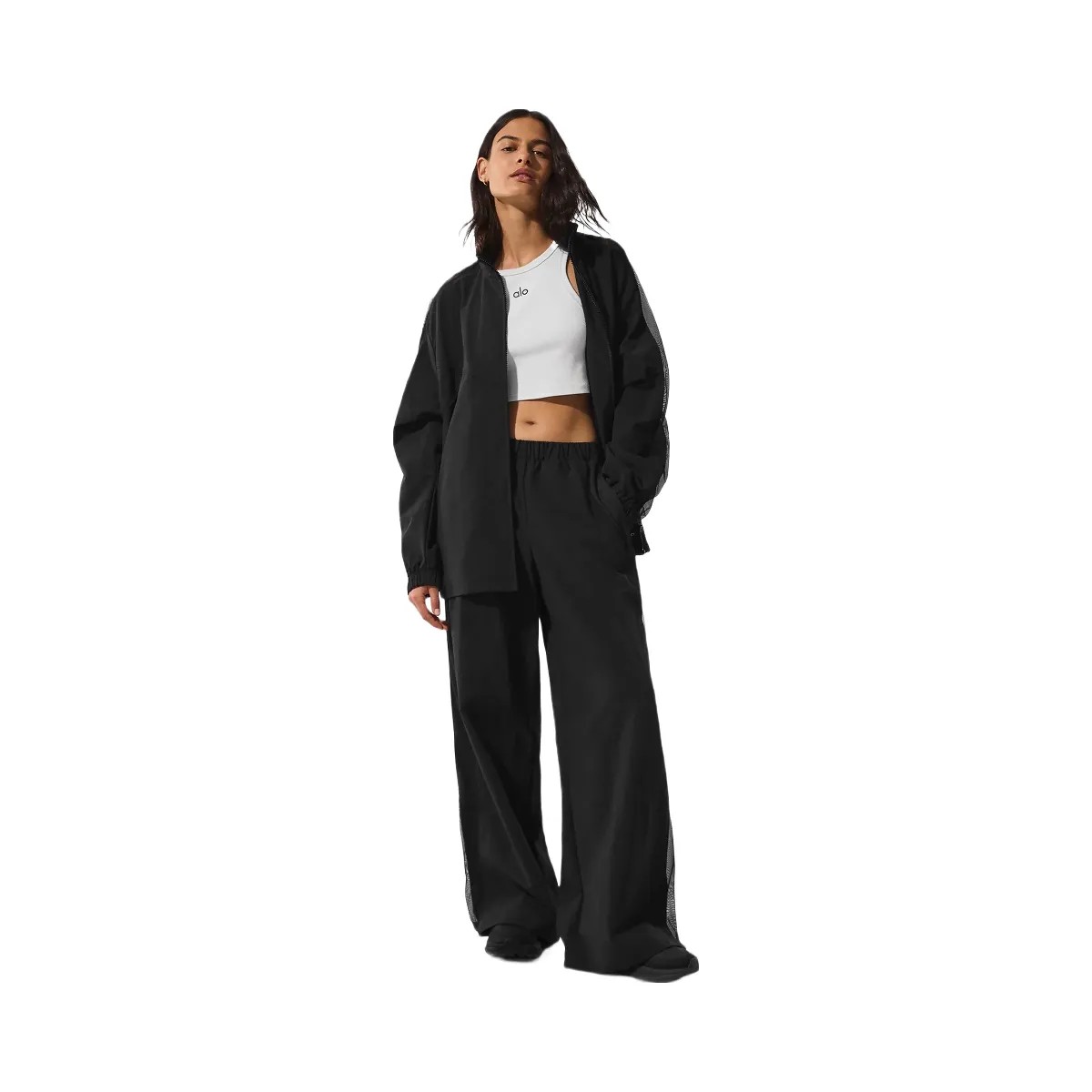 Alo Women's High-Waist Origin Wide Leg Track Pant - Black - HypeFly India View 1