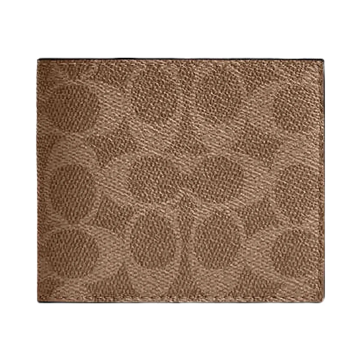Coach Id Billfold Wallet In Signature Canvas Signature Canvas Tan Black - HypeFly India View 1